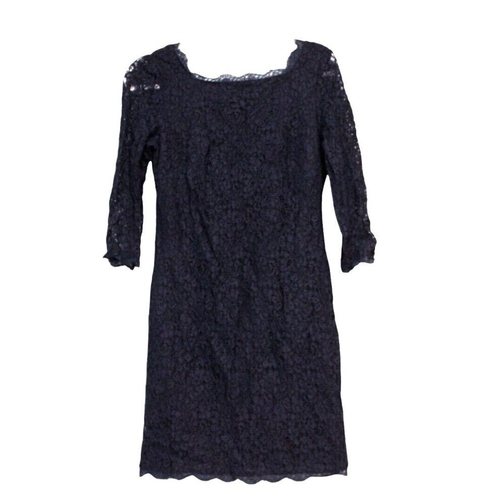 Adrianna Papell Dress Size 10 Petite Navy Lace Overlay Formal Cocktail Party